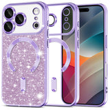 Husa pentru iPhone 17 Pro Max, Techsuit Lux Glitter MagSafe, bleu