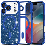 Husa pentru iPhone 17 Pro, Techsuit Lux Glitter MagSafe, albastru