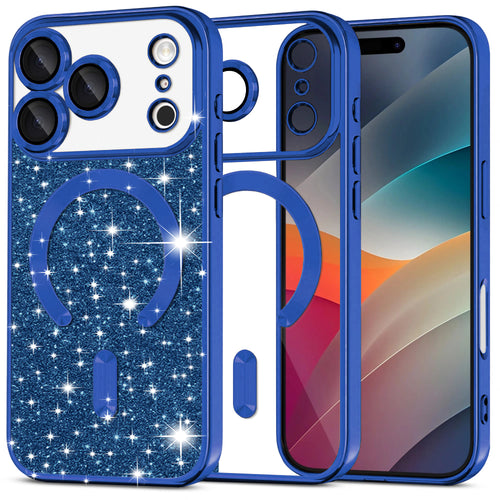 Husa pentru iPhone 17 Pro, Techsuit Lux Glitter MagSafe, albastru