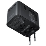 Adaptor pentru Calatorie Acefast (Z8), 3x USB-C, 2x USB, EU, UK, AUS, US, 45W, GaN Technology, Incarcare Rapida, Negru