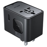 Adaptor pentru Calatorie Acefast (Z8), 3x USB-C, 2x USB, EU, UK, AUS, US, 45W, GaN Technology, Incarcare Rapida, Negru
