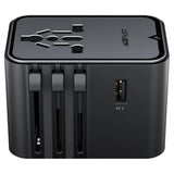 Adaptor pentru Calatorie Acefast (Z8), 3x USB-C, 2x USB, EU, UK, AUS, US, 45W, GaN Technology, Incarcare Rapida, Negru