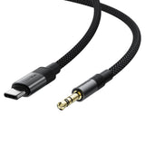 Cablu audio Acefast (J11), Mini Jack 3.5mm to Type-C, Aluminum + Nylon Braided, Hi-Fi Sound, Plug & Play, 1m, negru