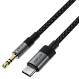 Cablu audio Acefast (J11), Mini Jack 3.5mm to Type-C, Aluminum + Nylon Braided, Hi-Fi Sound, Plug & Play, 1m, negru