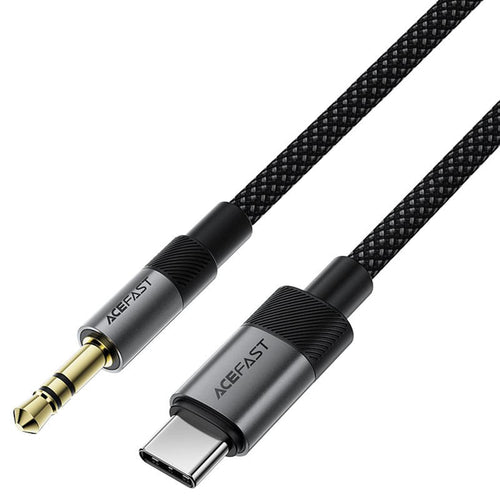 Cablu audio Acefast (J11), Mini Jack 3.5mm to Type-C, Aluminum + Nylon Braided, Hi-Fi Sound, Plug & Play, 1m, negru