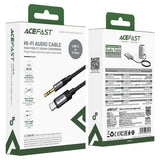 Cablu audio Acefast (J11), Mini Jack 3.5mm to Type-C, Aluminum + Nylon Braided, Hi-Fi Sound, Plug & Play, 1m, negru