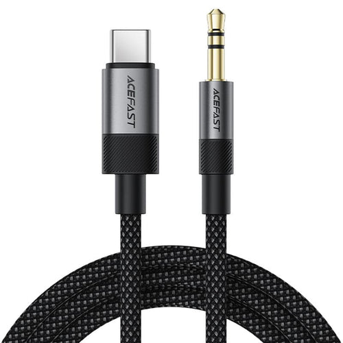 Cablu audio Acefast (J11), Mini Jack 3.5mm to Type-C, Aluminum + Nylon Braided, Hi-Fi Sound, Plug & Play, 1m, negru