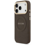 Husa pentru iPhone 17 Pro, Guess Peony Hot Stamp MagSafe (GUHMP17LPSAMSECW), maro