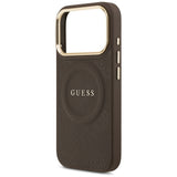 Husa pentru iPhone 17 Pro, Guess Peony Hot Stamp MagSafe (GUHMP17LPSAMSECW), maro