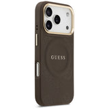 Husa pentru iPhone 17 Pro, Guess Peony Hot Stamp MagSafe (GUHMP17LPSAMSECW), maro