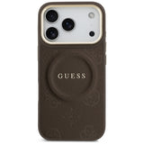Husa pentru iPhone 17 Pro, Guess Peony Hot Stamp MagSafe (GUHMP17LPSAMSECW), maro