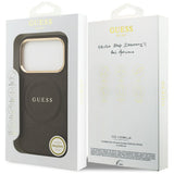Husa pentru iPhone 17 Pro, Guess Peony Hot Stamp MagSafe (GUHMP17LPSAMSECW), maro