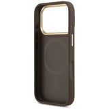 Husa pentru iPhone 17 Pro, Guess Peony Hot Stamp MagSafe (GUHMP17LPSAMSECW), maro