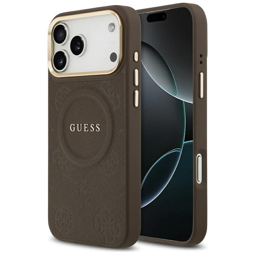 Husa pentru iPhone 17 Pro Max, Guess Peony Hot Stamp MagSafe (GUHMP17XPSAMSECW), maro