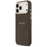 Husa pentru iPhone 17 Pro Max, Guess Peony Hot Stamp MagSafe (GUHMP17XPSAMSECW), maro