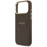 Husa pentru iPhone 17 Pro Max, Guess Peony Hot Stamp MagSafe (GUHMP17XPSAMSECW), maro