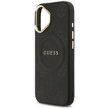 Husa pentru iPhone 17, Guess Peony Hot Stamp MagSafe (GUHMP17SPSAMSECK), negru