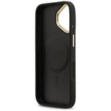Husa pentru iPhone 17, Guess Peony Hot Stamp MagSafe (GUHMP17SPSAMSECK), negru