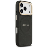 Husa pentru iPhone 17 Pro, Guess Peony Hot Stamp MagSafe (GUHMP17LPSAMSECK), negru