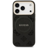 Husa pentru iPhone 17 Pro, Guess Peony Hot Stamp MagSafe (GUHMP17LPSAMSECK), negru