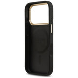 Husa pentru iPhone 17 Pro, Guess Peony Hot Stamp MagSafe (GUHMP17LPSAMSECK), negru