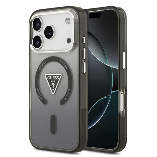 Husa pentru iPhone 17 Pro, Guess IML Gradient Triangle Logo MagSafe (GUHMP17LHGTMLCGK), negru