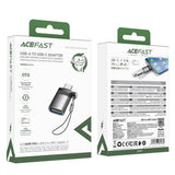 Adaptor Acefast OTG Adapter (J7), USB to Type-C, 10Gbps Data Transmission, Incarcare Rapida, Gri