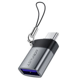 Adaptor Acefast OTG Adapter (J7), USB to Type-C, 10Gbps Data Transmission, Incarcare Rapida, Gri