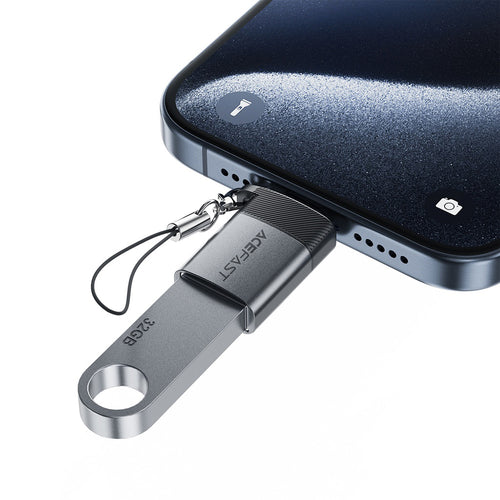 Adaptor Acefast OTG Adapter (J7), USB to Type-C, 10Gbps Data Transmission, Incarcare Rapida, Gri