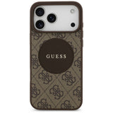 Husa pentru iPhone 17 Pro, Guess 4G Circle Classic Logo MagSafe (GUHMP17LP4PGRSGW), maro