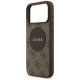 Husa pentru iPhone 17 Pro, Guess 4G Circle Classic Logo MagSafe (GUHMP17LP4PGRSGW), maro