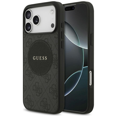 Husa pentru iPhone 17 Pro, Guess 4G Circle Classic Logo MagSafe (GUHMP17LP4PGRSGK), negru