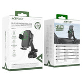 Suport auto Acefast cu Incarcare Wireless (D49), pentru Bord/Parbriz, Prindere magnetica, Clip blocare, 15W, pentru 4.7-6.9 Telefoane, negru