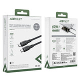 Cablu Acefast de date (C8-03), Incarcare rapida, Type-C to Type-C, 60W, 3A, Nylon Braided, 25.000 Bends, 1.2m, negru