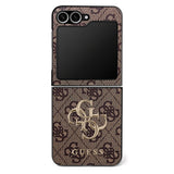Husa pentru Samsung Galaxy Z Flip7, Guess Leather 4G Metal Logo (GUHCZF74GMGBR), maro
