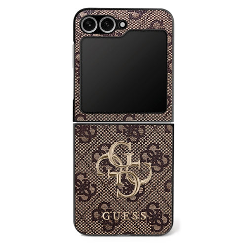 Husa pentru Samsung Galaxy Z Flip7, Guess Leather 4G Metal Logo (GUHCZF74GMGBR), maro