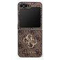 Husa pentru Samsung Galaxy Z Flip7, Guess Leather 4G Metal Logo (GUHCZF74GMGBR), maro