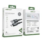 Cablu Acefast de date (C1-04), USB to Type-C, 3A, Incarcare rapida, Nylon Braid, 1.2m, negru