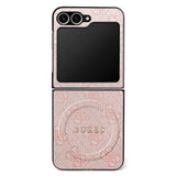 Husa pentru Samsung Galaxy Z Flip7, Guess 4G Collection Leather MagSafe (GUHMZF7P4MSEGCP), roz
