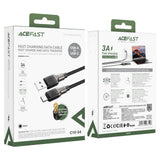 Cablu Acefast de date (C10-04), Incarcare rapida, USB to Type-C, 3A, 25.000 Bends, Durabil Silicon, 1.2m, negru