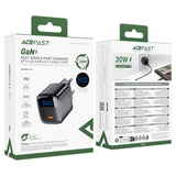 Incarcator retea Acefast (A113), cu Afisaj digital, Incarcare rapida, GaN, Type-C, PD20W, negru