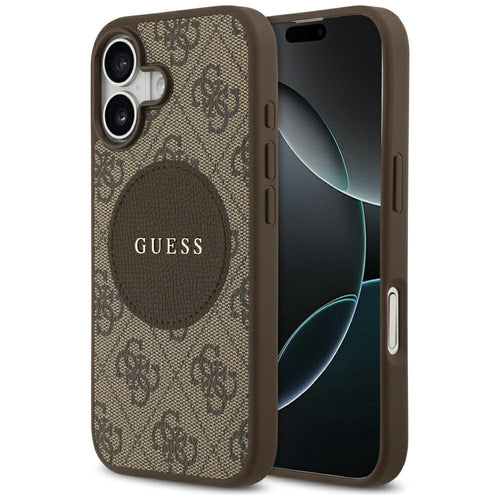 Husa pentru iPhone 17, Guess 4G Circle Classic Logo MagSafe (GUHMP17SP4PGRSGW), maro