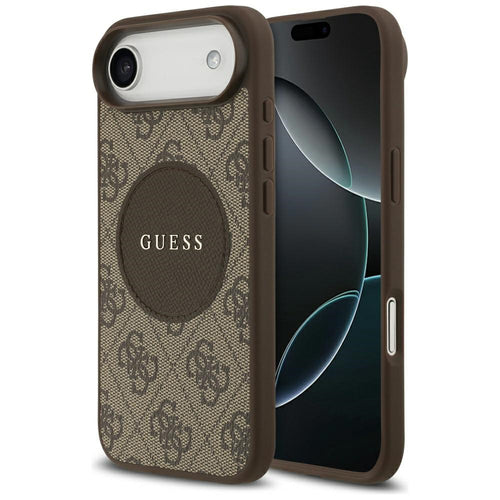 Husa pentru iPhone 17 Air, Guess 4G Circle Classic Logo MagSafe (GUHMP17MP4PGRSGW), maro