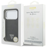 Husa pentru iPhone 17 Pro, Guess Glitter Triangle Logo MagSafe (GUHMP17LPFGTSCMK), negru