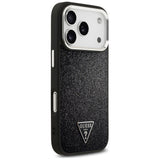 Husa pentru iPhone 17 Pro, Guess Glitter Triangle Logo MagSafe (GUHMP17LPFGTSCMK), negru