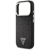 Husa pentru iPhone 17 Pro, Guess Glitter Triangle Logo MagSafe (GUHMP17LPFGTSCMK), negru