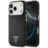 Husa pentru iPhone 17 Pro, Guess Glitter Triangle Logo MagSafe (GUHMP17LPFGTSCMK), negru