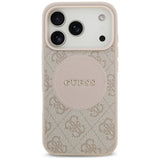 Husa pentru iPhone 17 Pro, Guess 4G Circle Classic Logo MagSafe (GUHMP17LP4PGRSGP), roz