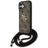 Husa pentru iPhone 17, Guess Hardcase 4G Cbdy Big Logo cu Cord Strap (GUHCP17SP4GMGCRW), maro