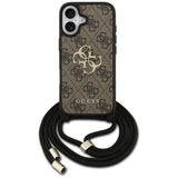 Husa pentru iPhone 17, Guess Hardcase 4G Cbdy Big Logo cu Cord Strap (GUHCP17SP4GMGCRW), maro